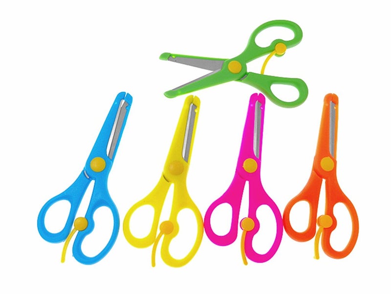 Kinteshun Children Scissors,Kidsâ€™ Artwork Blunt Tip Anti-Pinch Shears Students Cutter Scissors for DIY Handcraft Projects(5pcs) - Image 1